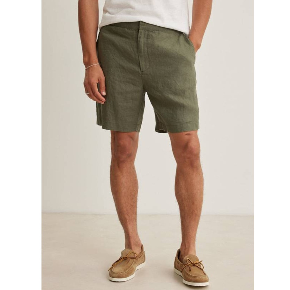 Velvet by Graham & Spencer Mens Eamon Linen Shorts Olive Green XL 38 Casual NEW